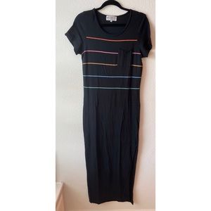 Wildfox Black Striped Tee Maxi Dress